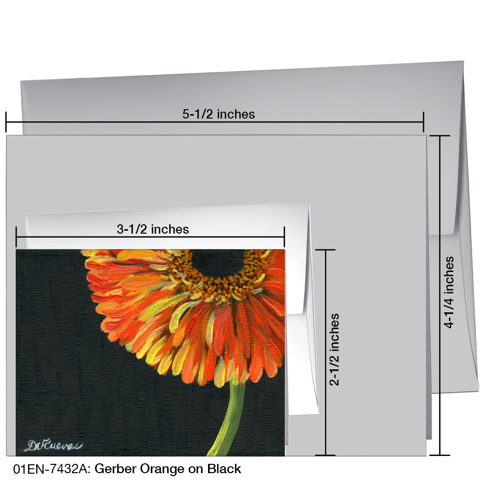 Gerber Orange on Black, Greeting Card (7432A), Enclosure, www.printedcanvas.com