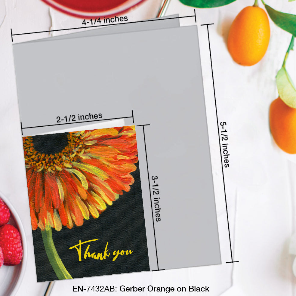 Gerber Orange on Black, Greeting Card (#7432AB)