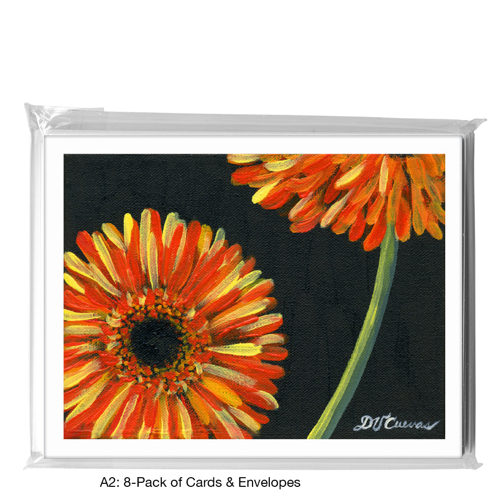 Gerber Orange On Black, Greeting Card (7432B), A2 8-Pack, printedcanvas.com