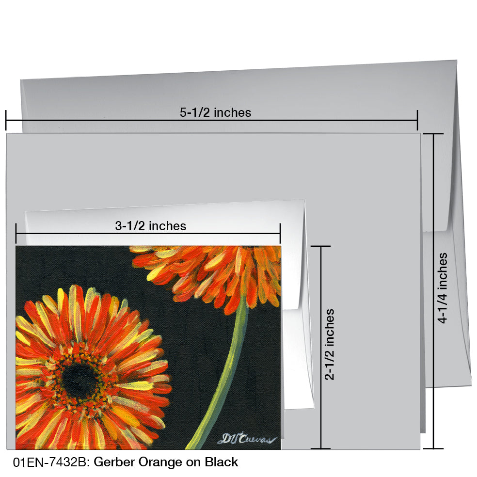 Gerber Orange on Black, Greeting Card (7432B), Enclosure, www.printedcanvas.com