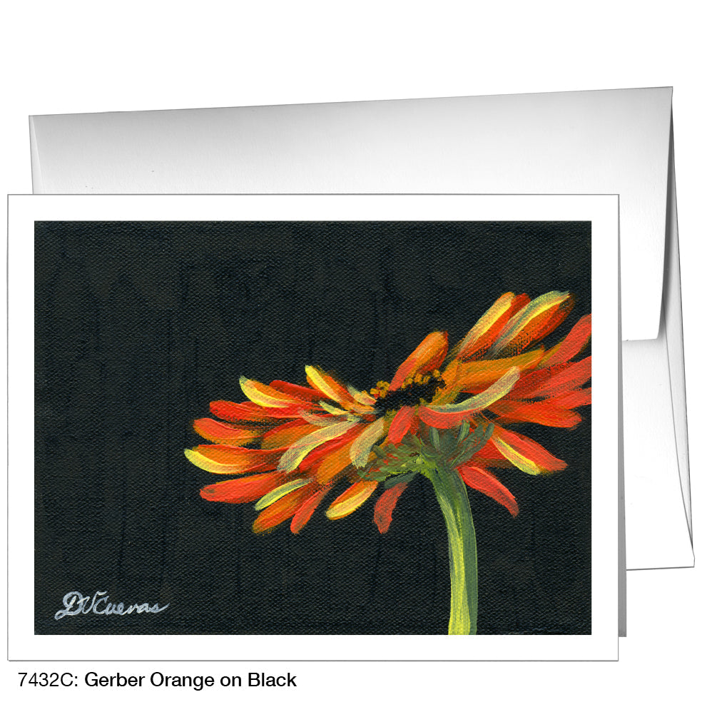 Gerber Orange On Black, Greeting Card (7432C), A2, printedcanvas.com