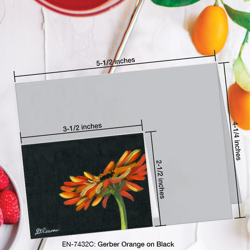 Gerber Orange on Black, Greeting Card (7432C), Enclosure Card, www.printedcanvas.com