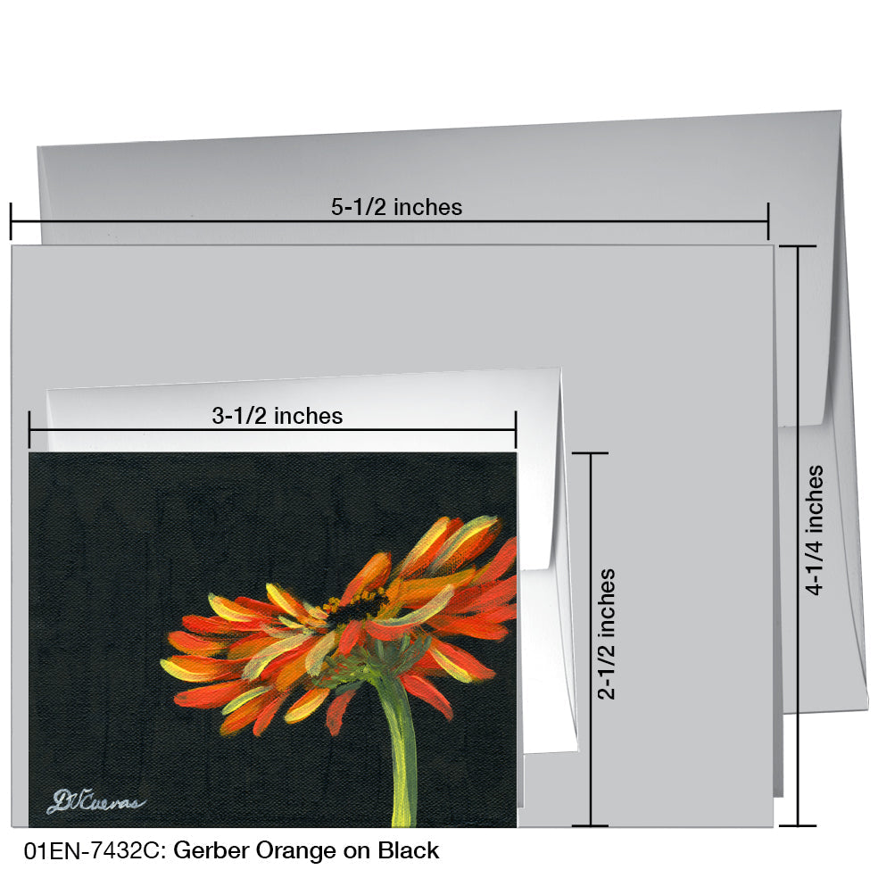 Gerber Orange on Black, Greeting Card (7432C), Enclosure, www.printedcanvas.com