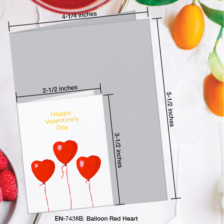 Balloon Red Heart, Greeting Card (#7438B)