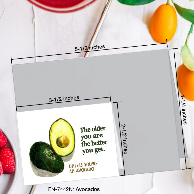 Avocados, Greeting Card (7442N), Enclosure, www.printedcanvas.com