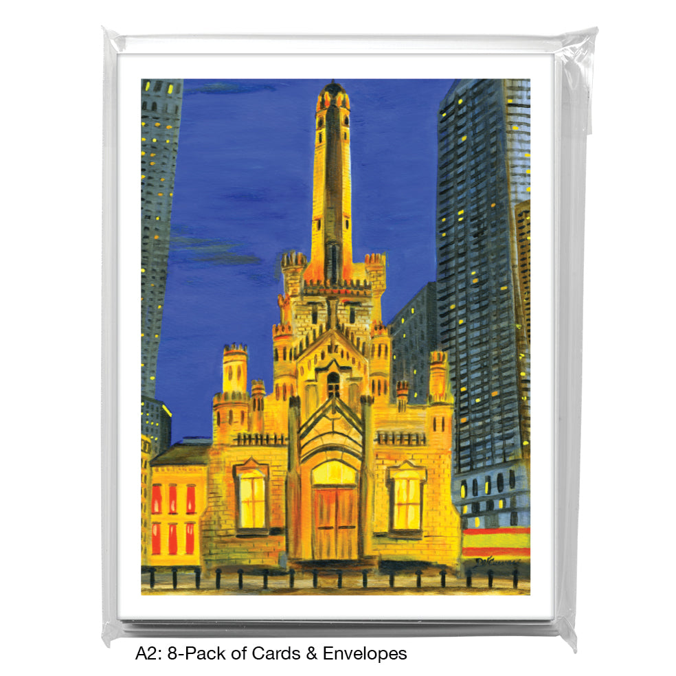 Water Tower, Chicago, Greeting Card (7483A), A2 Card 8-Pack, www.printedcanvas.com