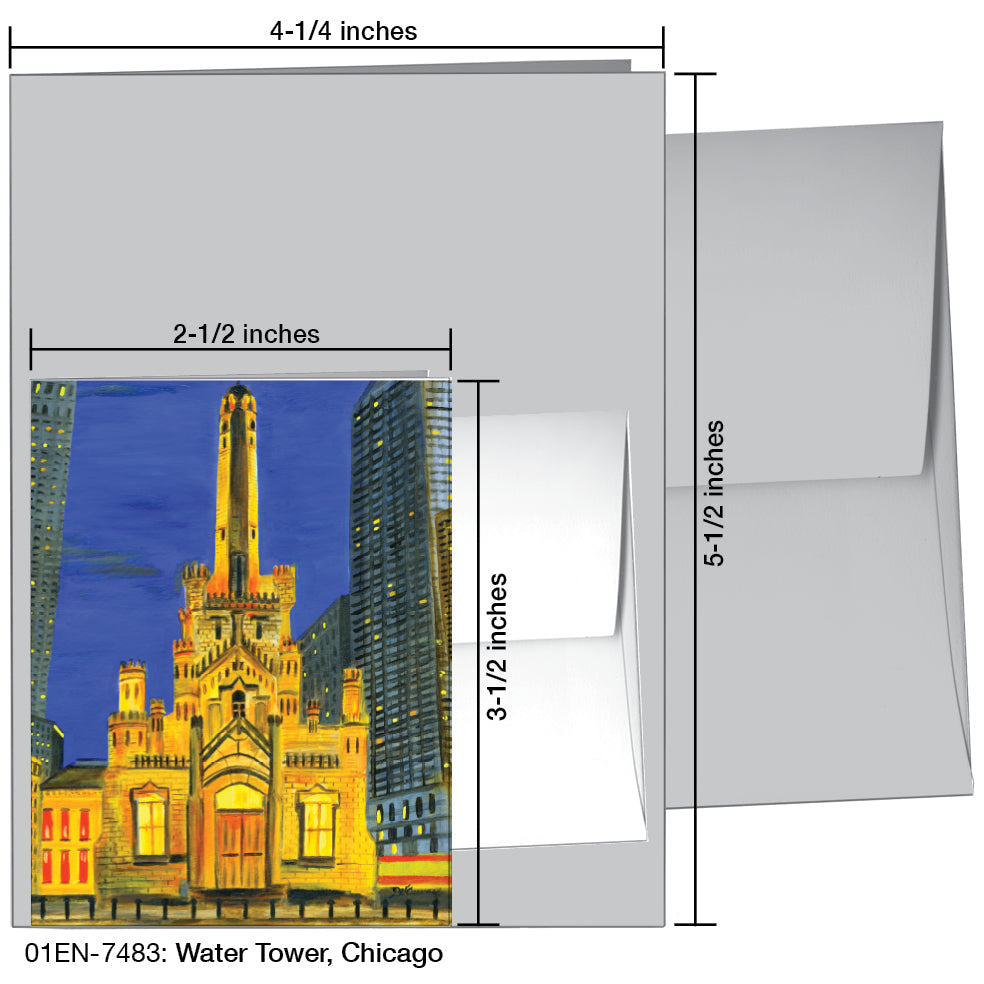 Water Tower, Chicago, Greeting Card (7483A), Enclosure Card, www.printedcanvas.com