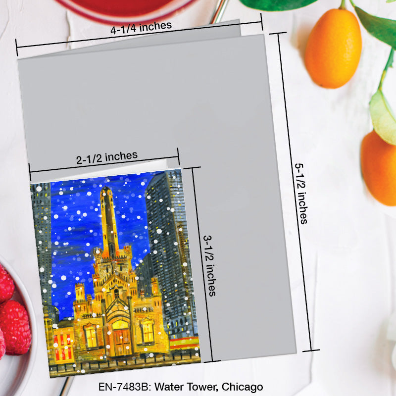 Water Tower, Chicago, Greeting Card (7483B), Enclosure Card, www.printedcanvas.com