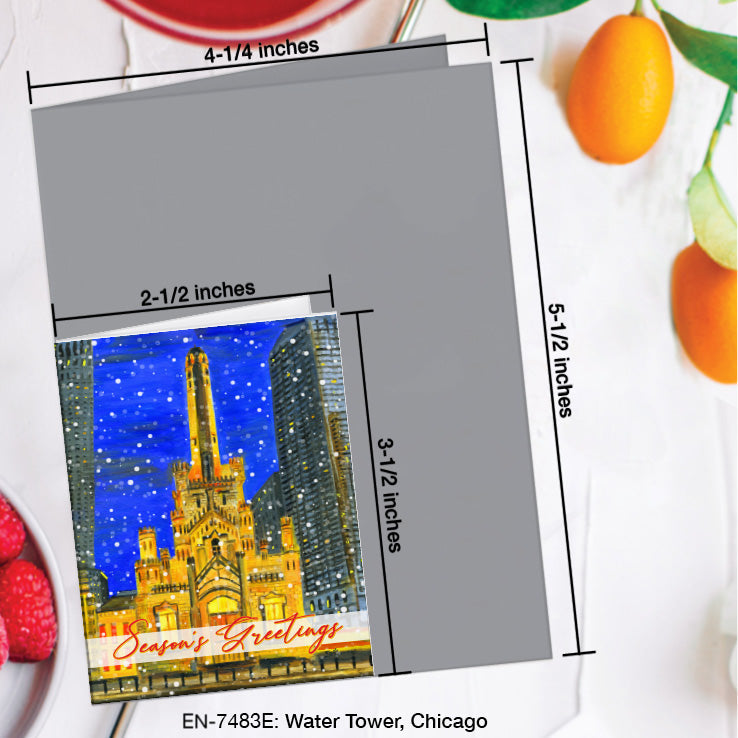 Water Tower, Chicago, Greeting Card (7483E), Enclosure Card, www.printedcanvas.com