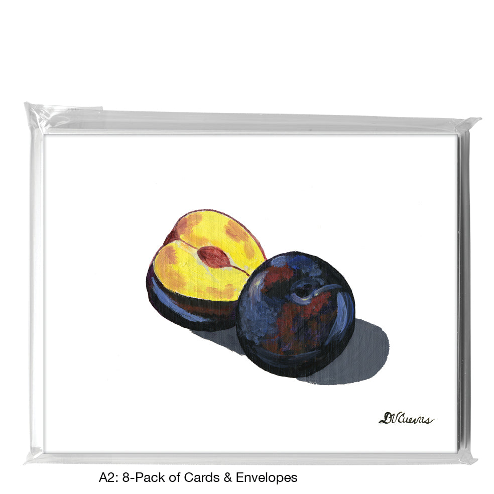 Plum Trio 1, Greeting Card (7484B), A2 8-Pack, printedcanvas.com