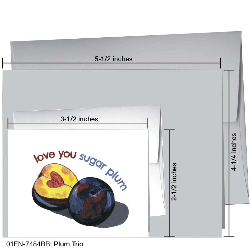 Plum Trio 1, Greeting Card (7484BB), Enclosure, www.printedcanvas.com