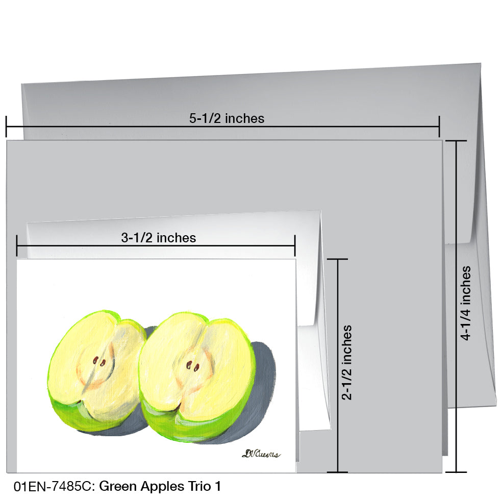 Green Apples Trio 1, Greeting Card (7485C), Enclosure, printedcanvas.com