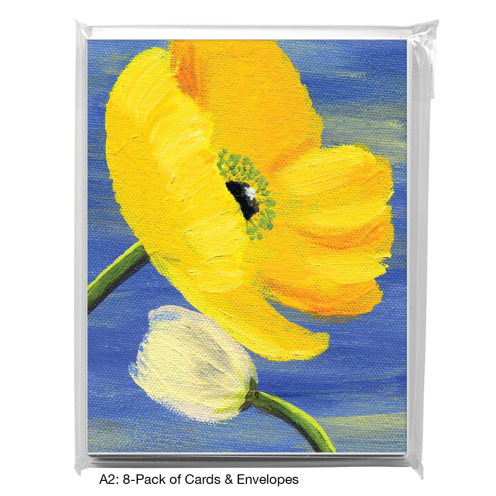 Poppy On Blue Gray, Greeting Card (7494BB), A2 8-Pack, printedcanvas.com