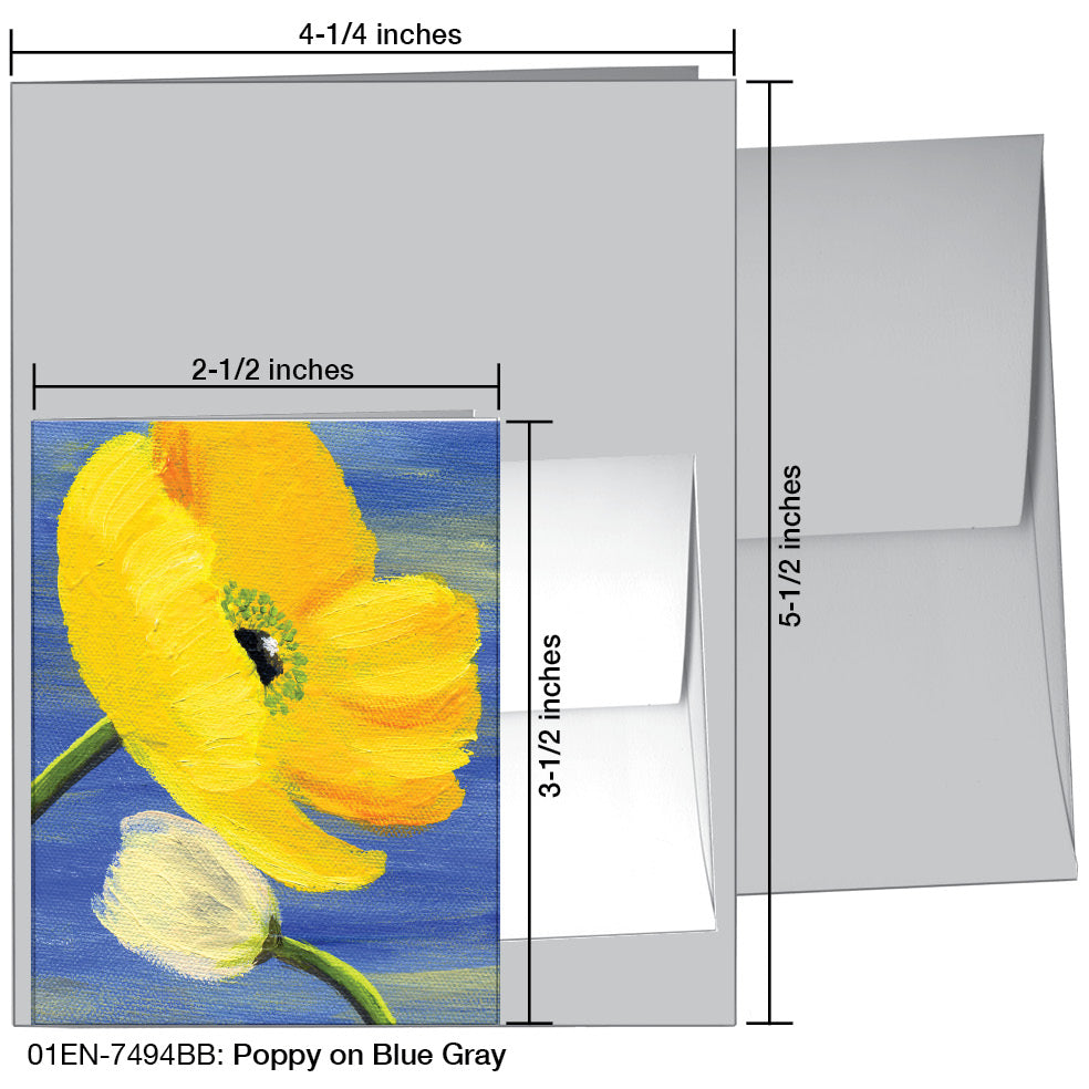 Poppy On Blue Gray, Greeting Card (7494BB), Enclosure, printedcanvas.com