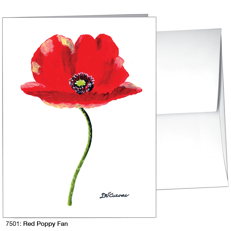 Red Poppy Fan, Greeting Card (7501A), A2 Card Front, www.printedcanvas.com