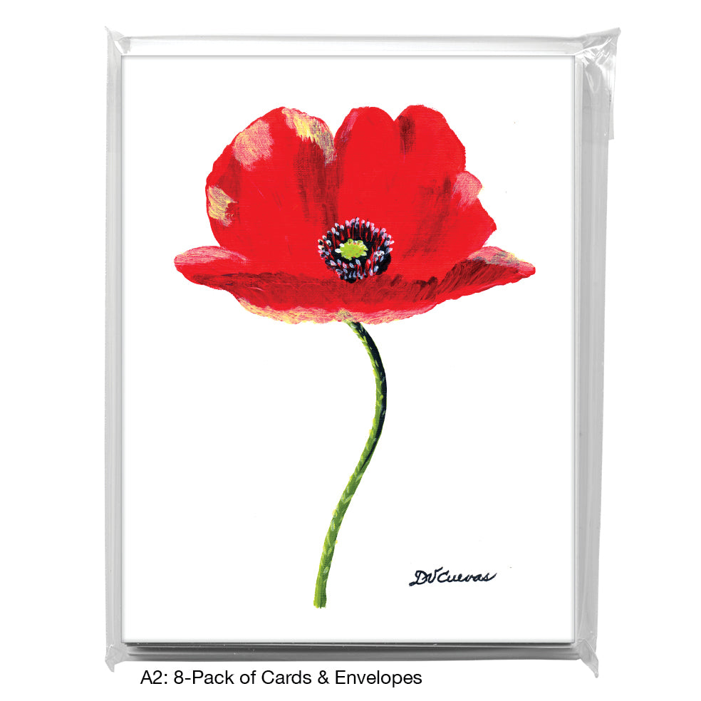 Red Poppy Fan, Greeting Card (7501A), A2 Card 8-Pack, www.printedcanvas.com