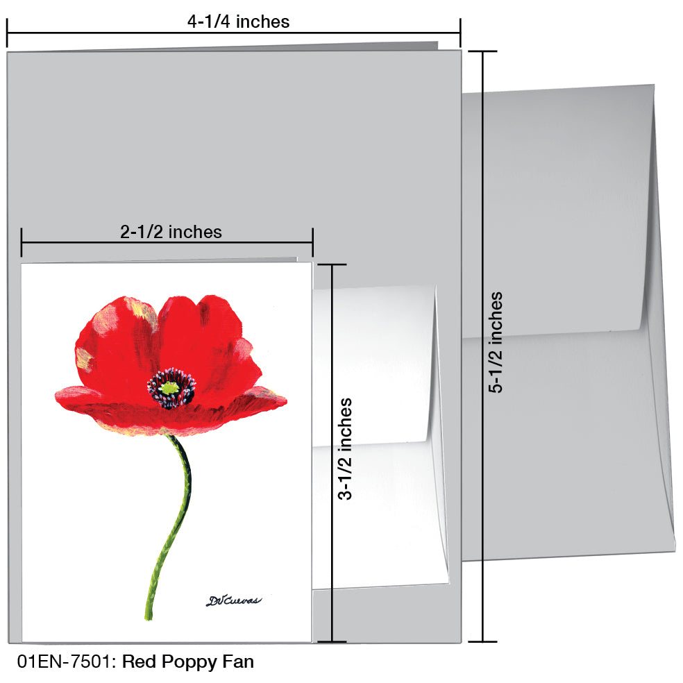 Red Poppy Fan, Greeting Card (7501A), Enclosure Card, www.printedcanvas.com