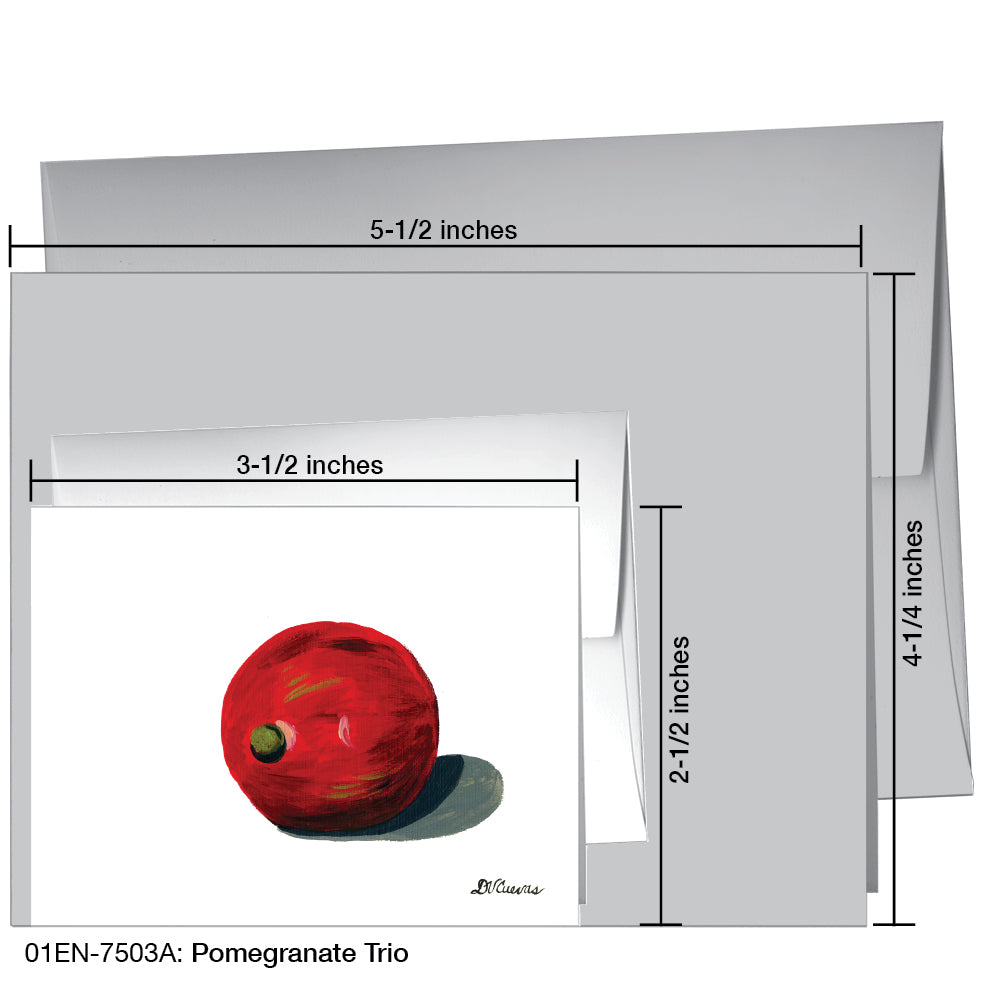 Pomegranate Trio 1, Greeting Card (7503A), Enclosure, www.printedcanvas.com