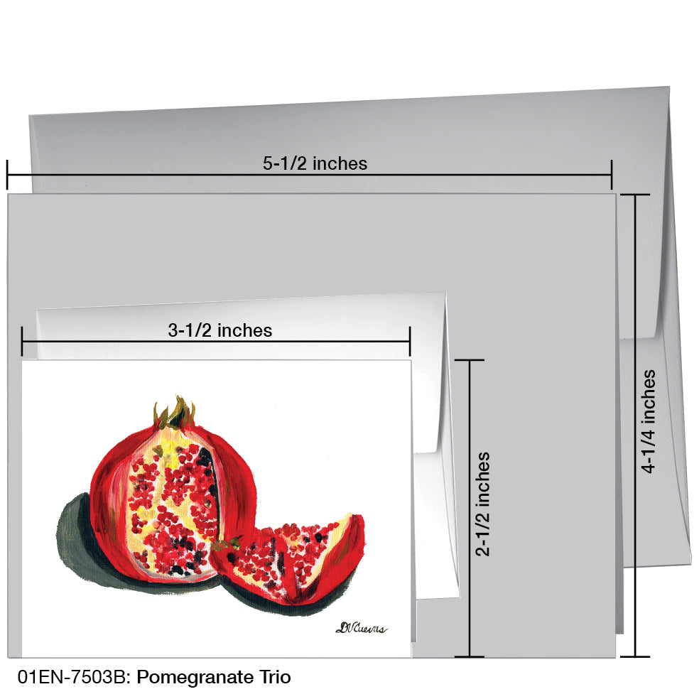 Pomegranate Trio 1, Greeting Card (7503B), Enclosure, www.printedcanvas.com