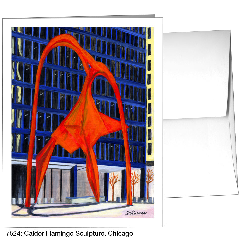 Calder Flamingo Sculpture, Chicago, Greeting Card (7524), A2, printedcanvas.com