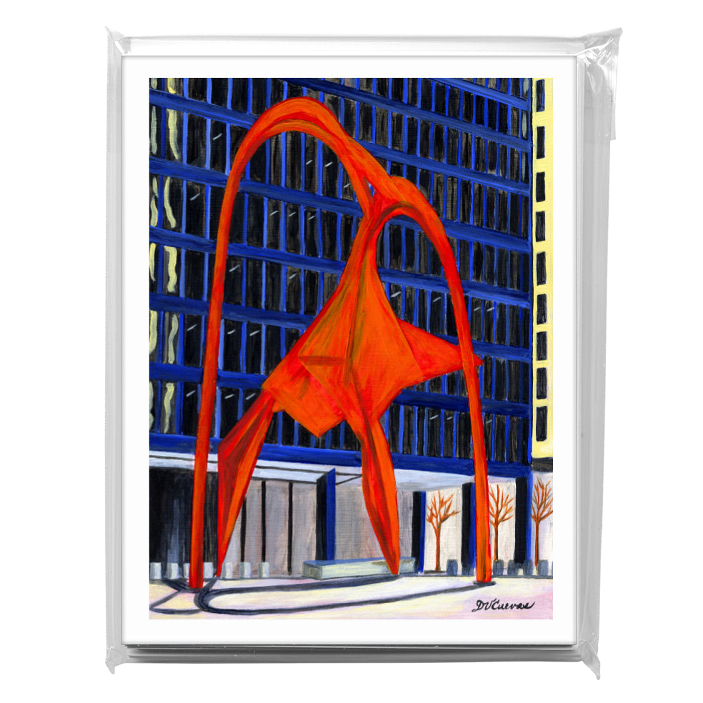 Calder Flamingo Sculpture, Chicago, Greeting Card (7524), A2 8-Pack, printedcanvas.com