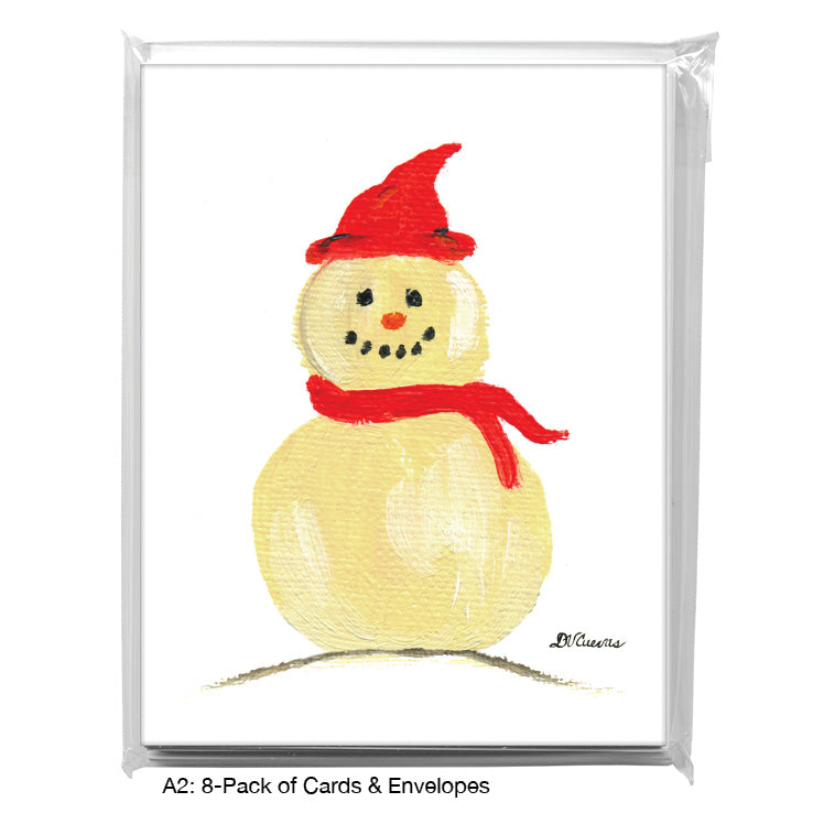 Snowman - Scarf, Greeting Card (7532F), A2 8-Pack, printedcanvas.com