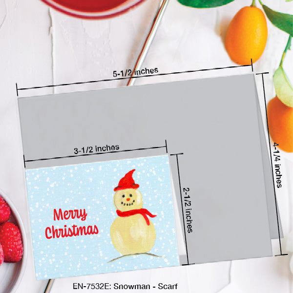 Snowman - Scarf, Greeting Card (7532E), Enclosure Card, www.printedcanvas.com