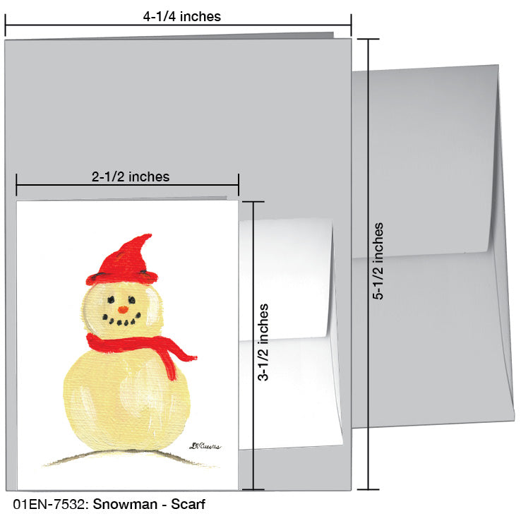 Snowman - Scarf, Greeting Card (7532F), Enclosure, www.printedcanvas.com