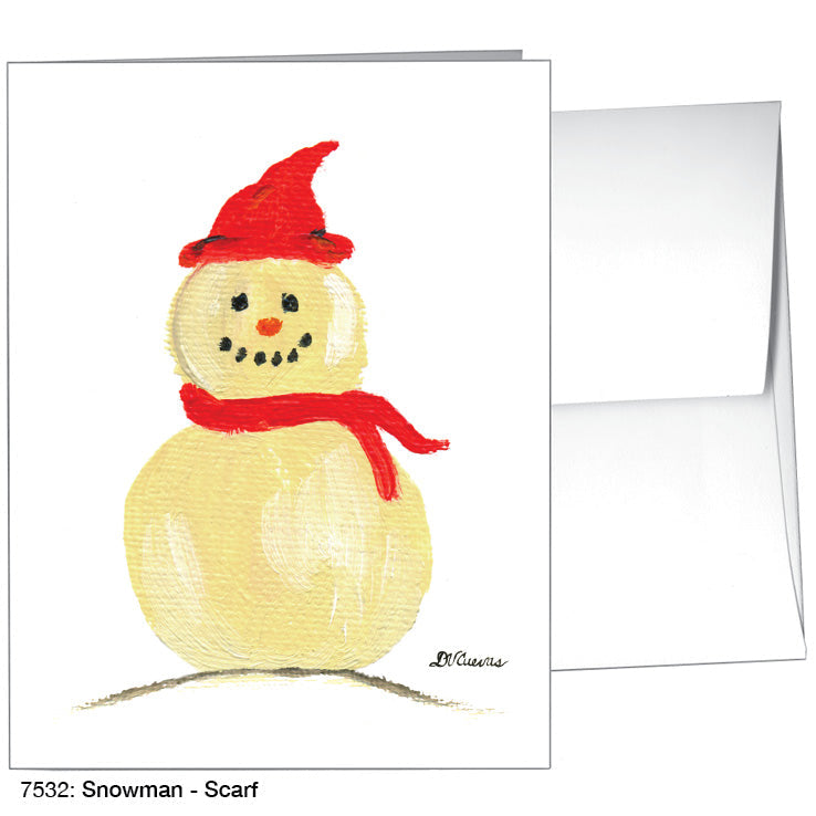 Snowman - Scarf, Greeting Card (7532F), A2 Card, printedcanvas.com
