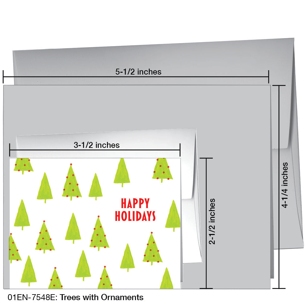 Trees with Ornaments, Greeting Card (7548E), Enclosure, www.printedcanvas.com