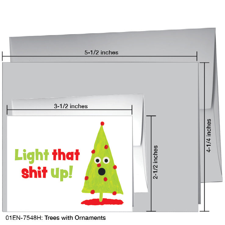Trees with Ornaments, Greeting Card (7548H), Enclosure Card, printedcanvas.com