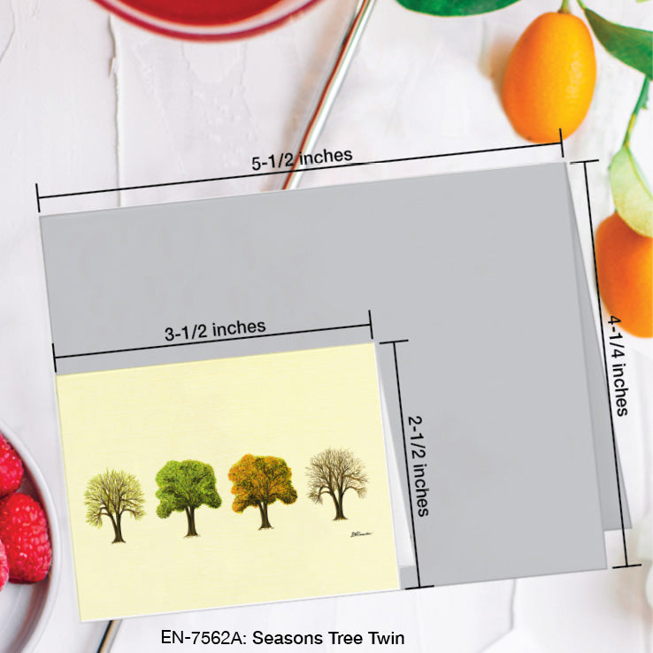 Seasons Tree Twin, Greeting Card (7562A), Enclosure Card, www.printedcanvas.com