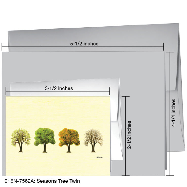 Seasons Tree Twin, Greeting Card (7562A), Enclosure, www.printedcanvas.com