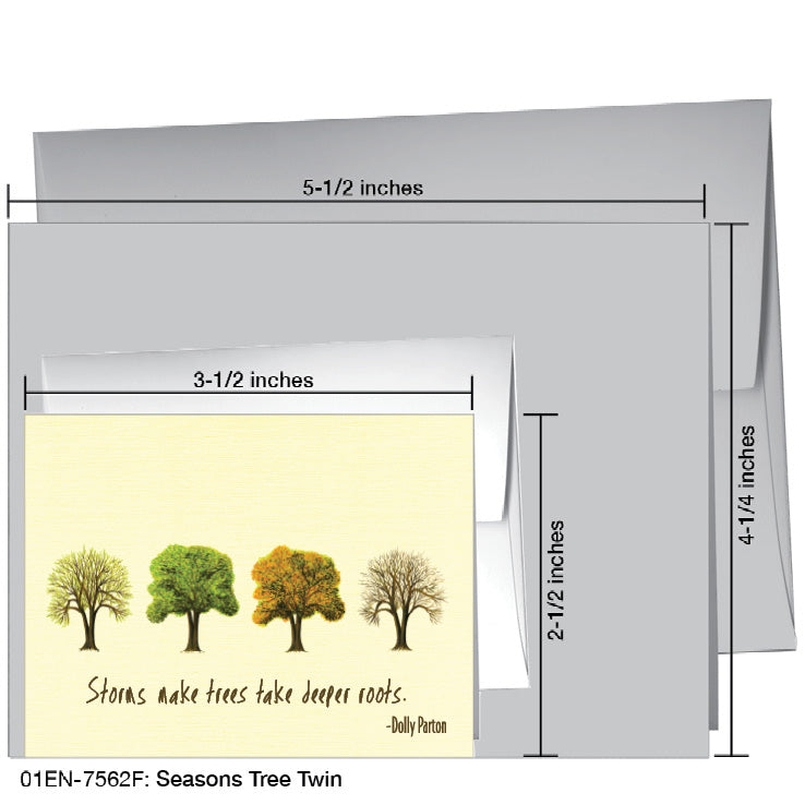 Seasons Tree Twin, Greeting Card (7562F), Enclosure Card, www.printedcanvas.com