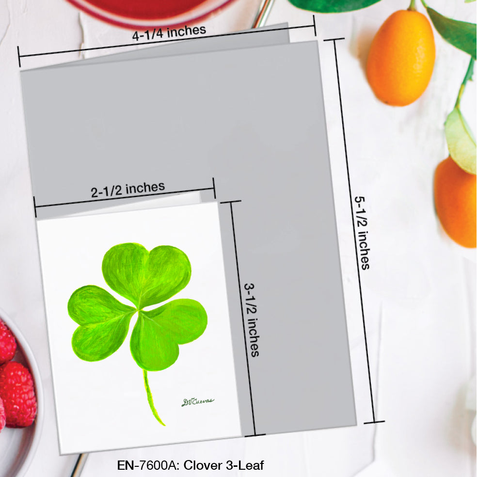 Clover 3-Leaf, Greeting Card (#7600A)