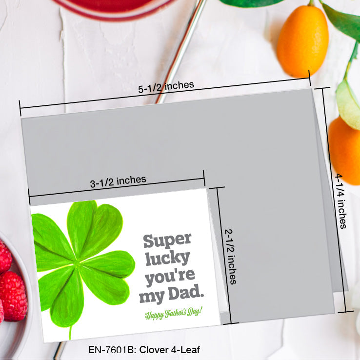 Clover 4-Leaf, Greeting Card (7601B), Enclosure, www.printedcanvas.com