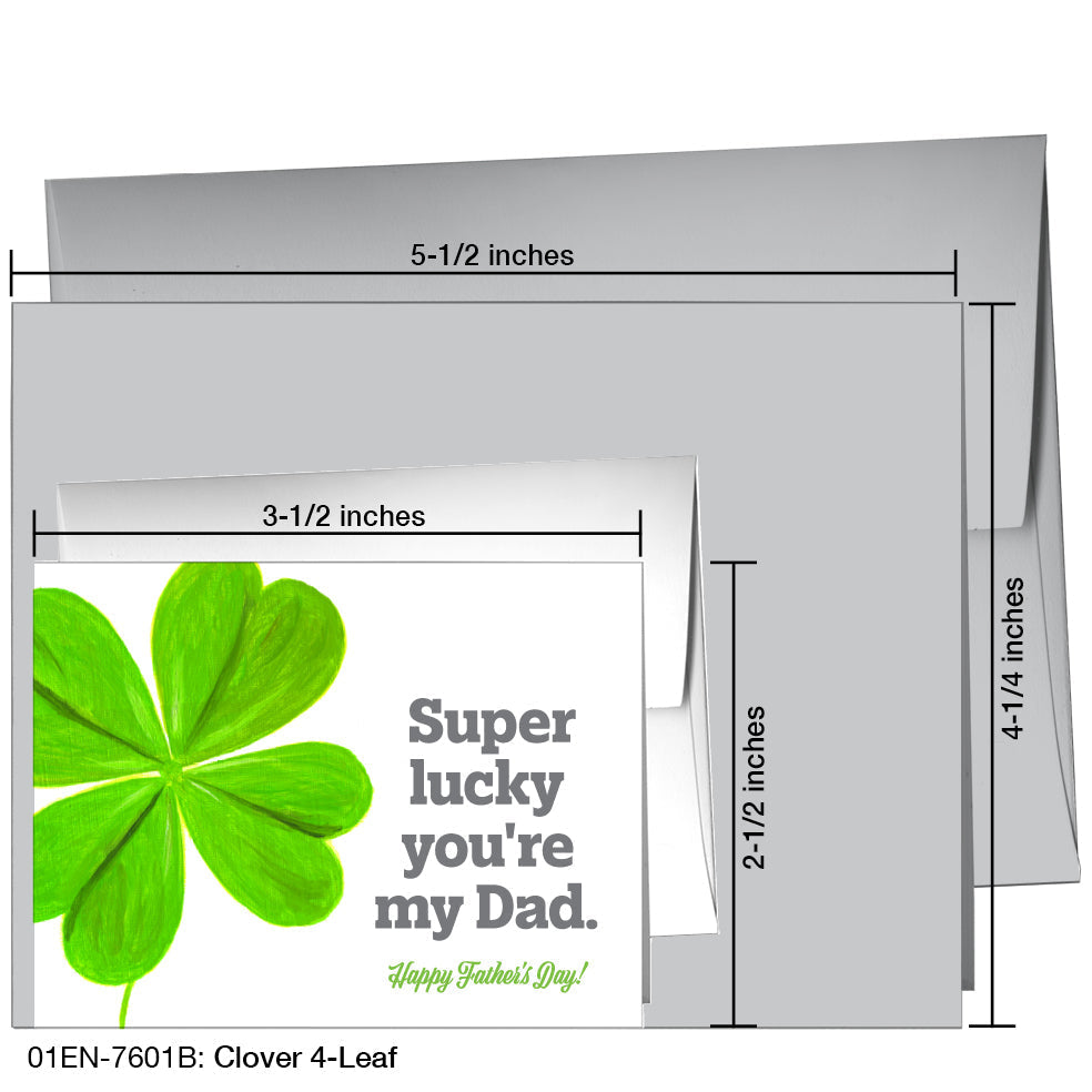 Clover 4-Leaf, Greeting Card (7601B), Enclosure, printedcanvas.com