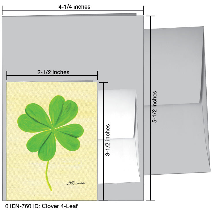 Clover 4-Leaf, Greeting Card (7601D), Enclosure, www.printedcanvas.com