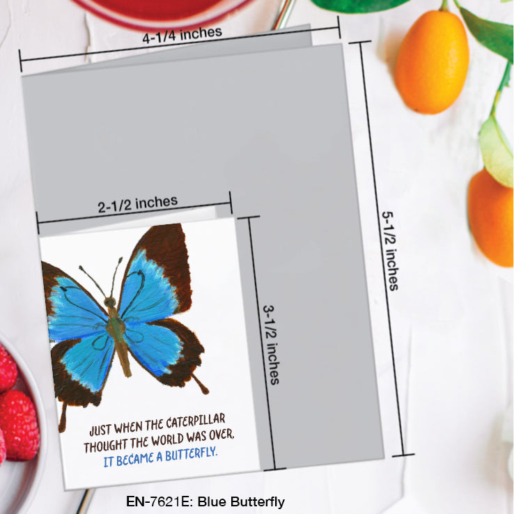 Blue Butterfly, Greeting Card (#7621E)