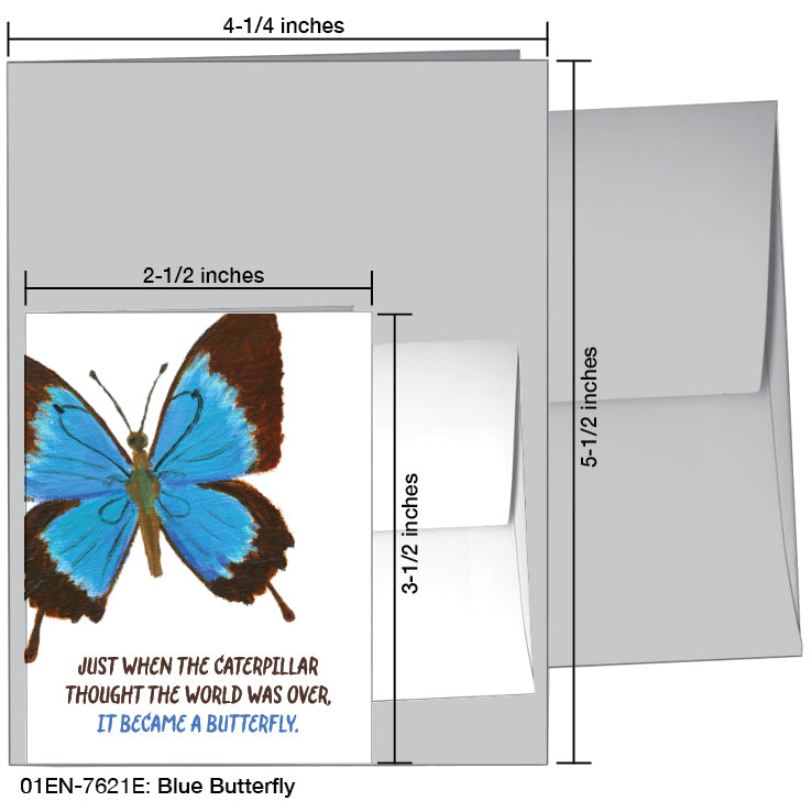 Blue Butterfly, Greeting Card (#7621E)