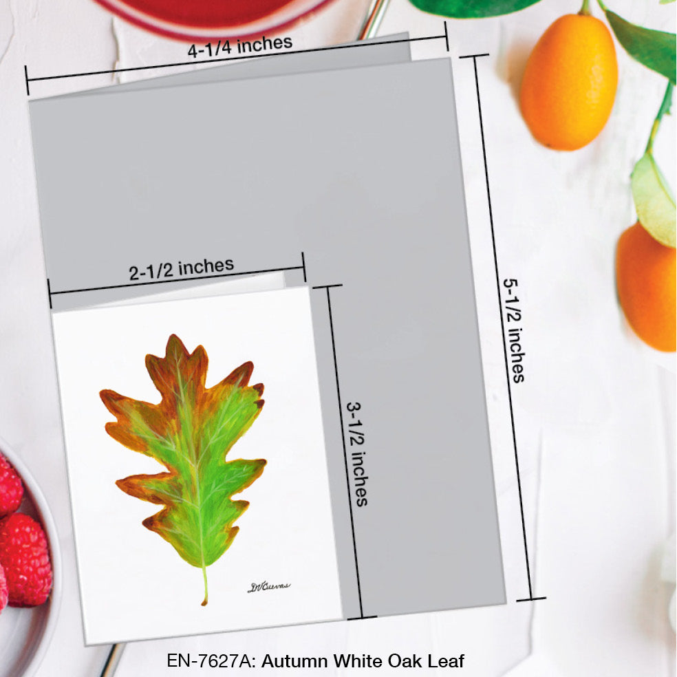 Autumn White Oak Leaf, Greeting Card (#7627A), Enclosure Card, www.printedcanvas.com
