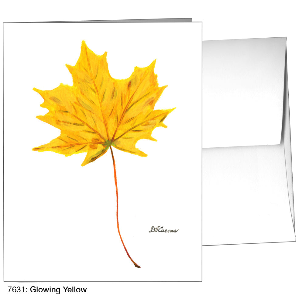 Glowing Yellow Leaf, Greeting Card (7631A), Front, www.printedcanvas.com