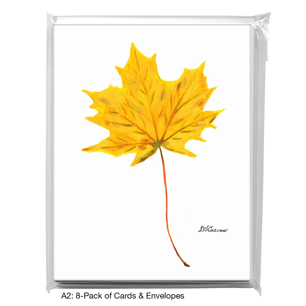 Glowing Yellow Leaf, Greeting Card (7631A), 8-Pack, www.printedcanvas.com