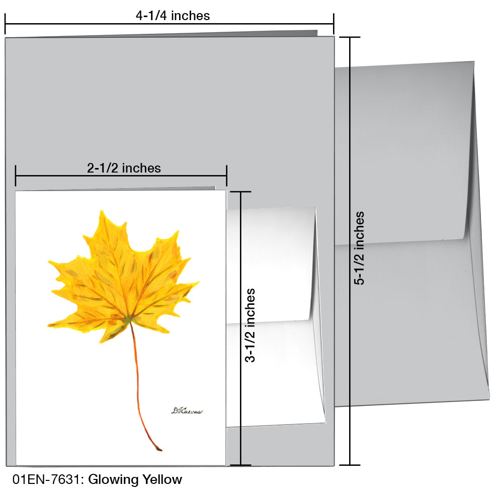 Glowing Yellow Leaf, Greeting Card (7631A), Enclosure, www.printedcanvas.com