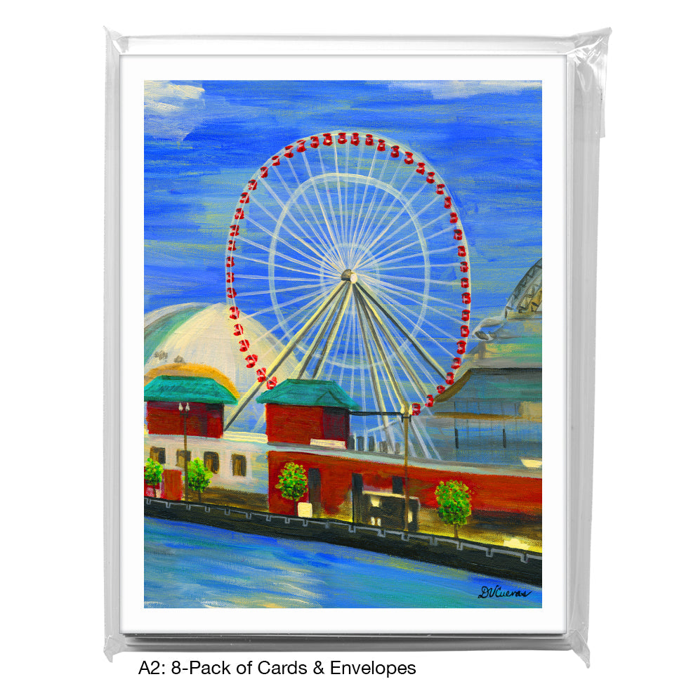 Ferris Wheel, Chicago, Greeting Card (7637D), A2 Card 8-Pack, www.printedcanvas.com