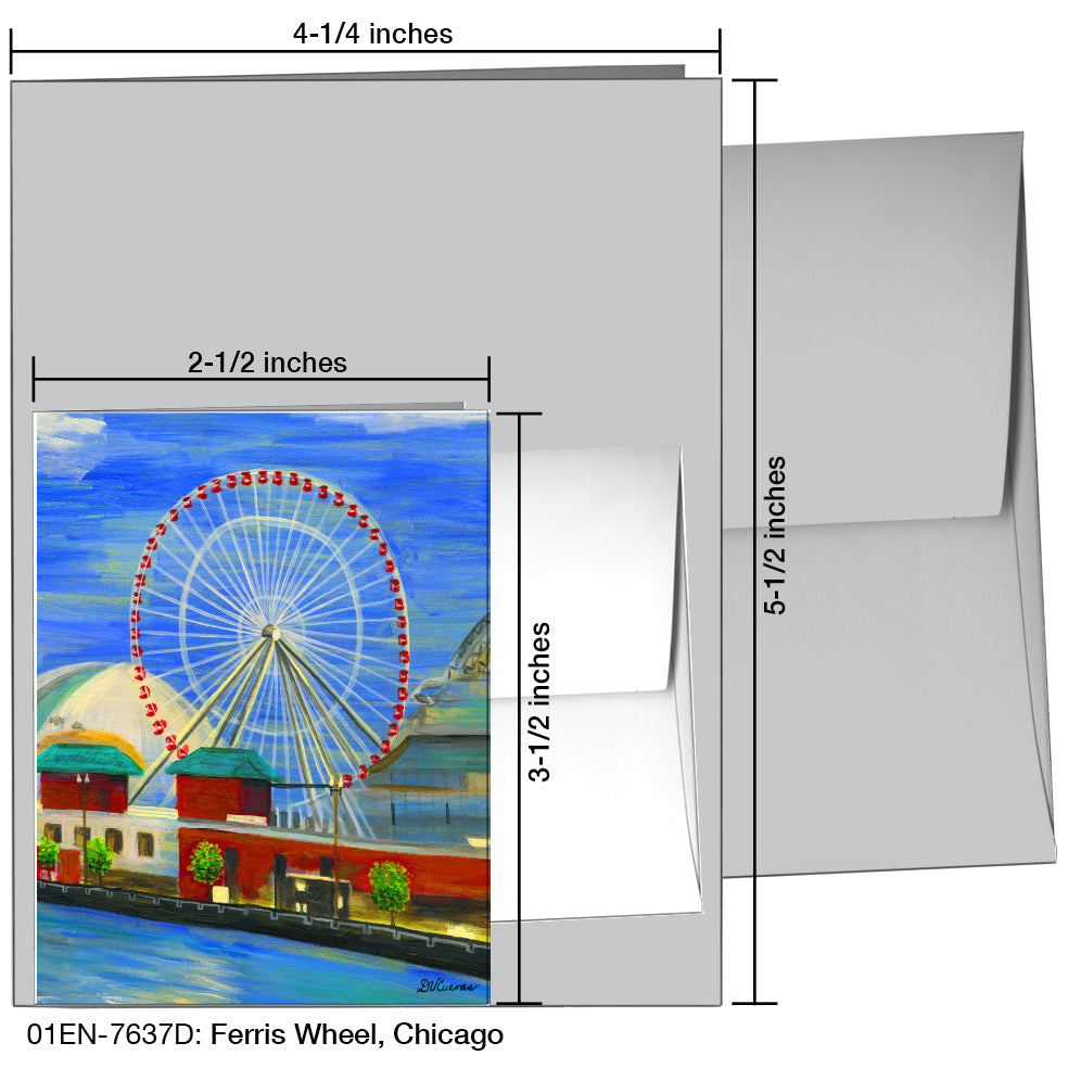 Ferris Wheel, Chicago, Greeting Card (7637D), Enclosure Card, www.printedcanvas.com