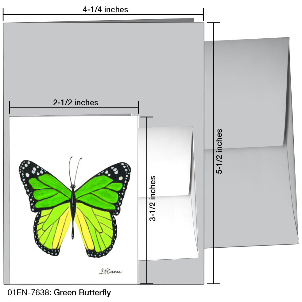 Green Butterfly, Greeting Card (7638A), Enclosure, www.printedcanvas.com
