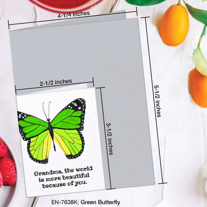 Green Butterfly, Greeting Card (7638K), Enclosure, www.printedcanvas.com