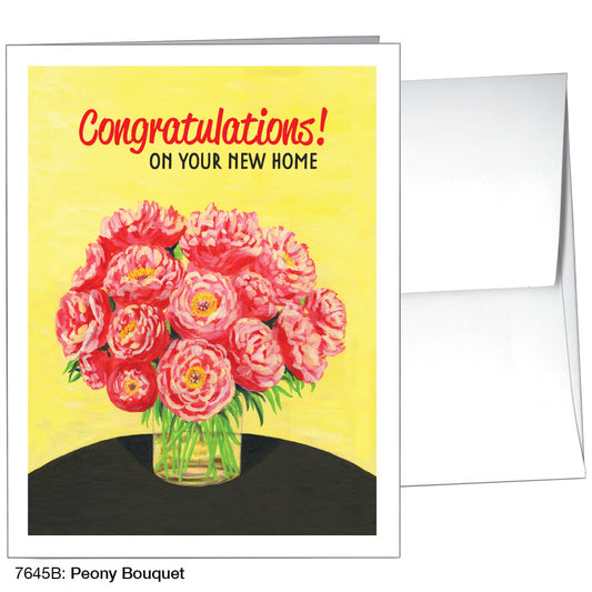 Peony Bouquet, Greeting Card (7645B), Front, www.printedcanvas.com