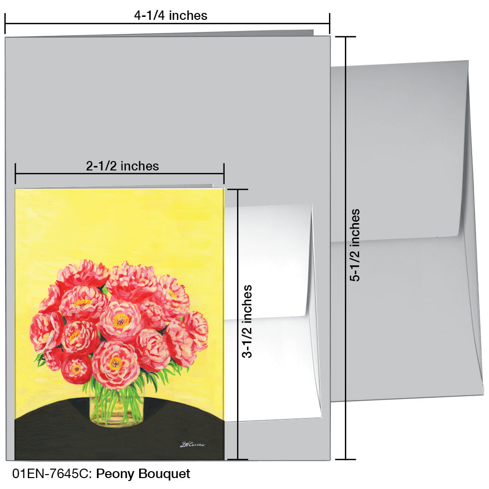 Peony Bouquet, Greeting Card (7645C), Enclosure, www.printedcanvas.com